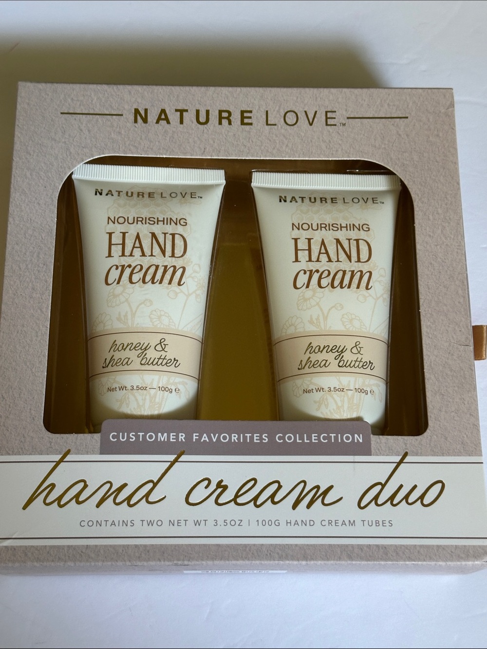 Nature Love Nourishing Hand Cream Duo - Honey & Shea Butter (Cream) 3.5oz New